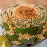 Stuffed Artichokes with Pecorino Romano cheese, garlic and breadcrumbs
